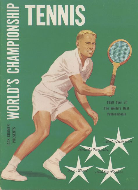 Program for Jack Kramer's World's Championship Tennis Tour - 1959 Lew Hoad, Tennis Magazine Covers, New Yorker Tennis, Vintage Tennis Club Logo, Tennis Illustration, Tennis Vintage Poster, Tennis Drawing, Table Tennis Poster, Retro Tennis Poster