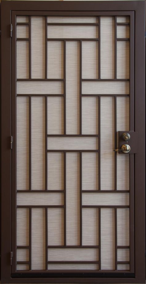 Tucson Security Doors & Security Screen Doors - Affordable Fence & Gates Security Door Design, Iron Security Doors, Modern Window Grill, Window Grill Design Modern, Security Screen Door, Grill Gate Design, Metal Doors Design, Steel Door Design, Iron Door Design