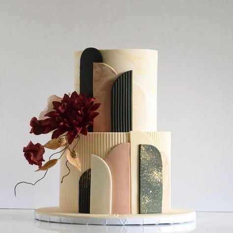 Glamour Cake, Floral Cake Design, Modern Birthday Cakes, Geometric Cake, Cake Table Birthday, Bride And Breakfast, Beautiful Cake Designs, Modern Cakes, Cake Table Decorations