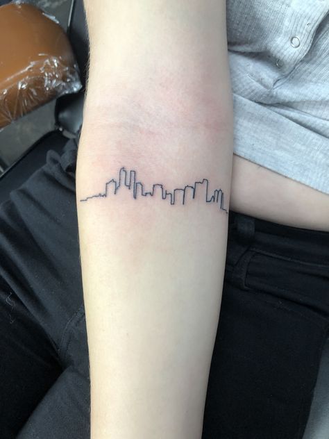 Denver Skyline Tattoo, Skyline Tattoo, Denver Skyline, One Line Tattoo, Line Tattoo, Line Tattoos, Denver, Tattoo Quotes, Tattoos