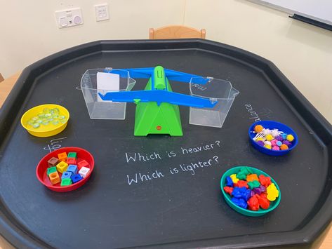 Heavy And Light Eyfs Activities, Nursery 2024, Nursery Activity Ideas, Table Top Activities, Tuff Tray Ideas Toddlers, Maths Eyfs, Tuff Spot, Tuff Tray Ideas, People Who Help Us