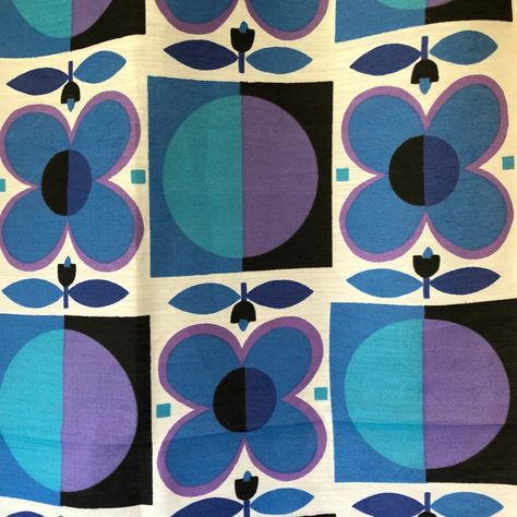 Vintage Mid Mod Flower Power Fabric, Retro Mid Century Geometric and Floral Fabric, Blue Colorway, Large Bold Block Print, Marimekko Style - Etsy Clothing Fabric Patterns, Mid Century Geometric, Mid Mod, Retro Mid Century, Marimekko, Retro Outfits, Floral Fabric, Fabric Patterns, Flower Power