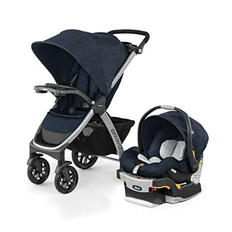 Chicco Bravo 3-in-1 Trio Travel System, Quick-Fold Car Seat and Stroller Combo with KeyFit 30 for Infant | Brooklyn/Navy Chicco Car Seat, Chicco Keyfit 30, Chicco Baby, Toddler Stroller, Best Baby Strollers, Car Seat And Stroller, Lightweight Stroller, Jogging Stroller, Car Seat Stroller