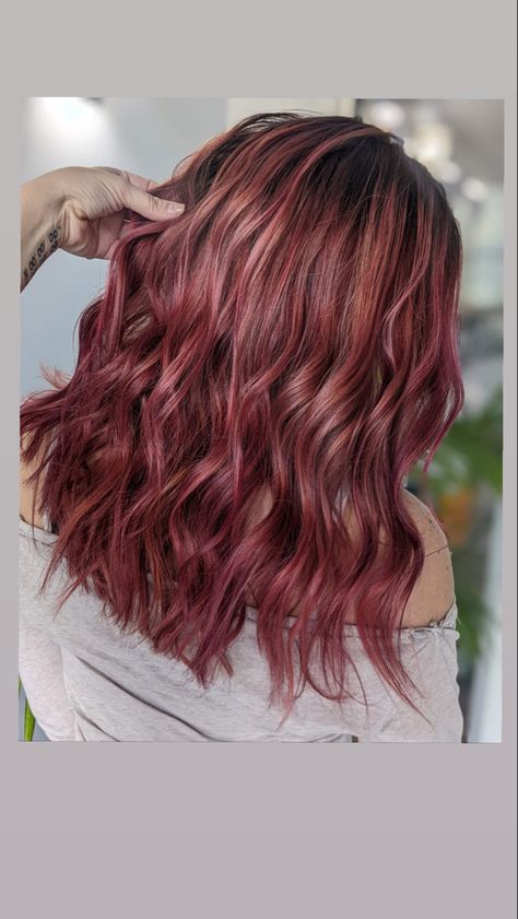 with subtle rose/violet/fuchsia highlights Fuchsia Highlights, Red Hair, Violet, Highlights, Long Hair Styles, Hair Styles, Hair, Red, Beauty