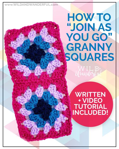 Joining Granny Squares Crochet Video Tutorials, Granny Square Join, Granny Squares Crochet, Joining Granny Squares, Left Handed Crochet, Squares Crochet, Granny Stitch, Crochet Tutorials, Crochet Videos Tutorials