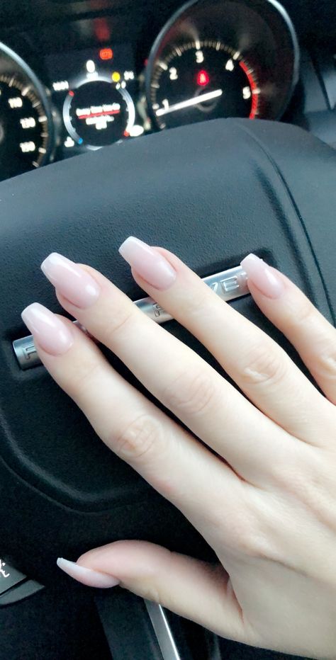 Coffin Shape Natural Nails, Subtle Coffin Shape Nails, Soft Coffin Shape Nails, Christmas Nail Coffin Shape, Short Natural Coffin Shape Nails, Coffin Natural Nails, Coffin Shaped Natural Nails, Natural Coffin Shape Nails, Slight Coffin Shape Nails