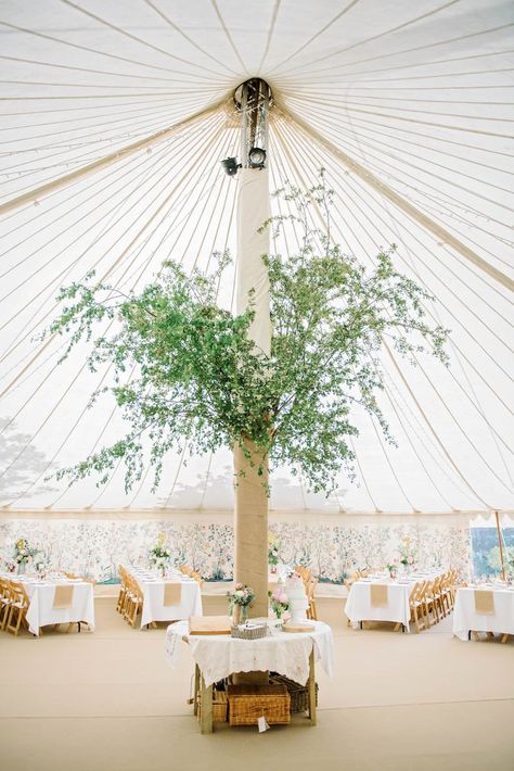 LPM Bohemia's Traditional Circular Tent with a tree pole feature. Marquee Wedding Decoration, Tent Wedding Reception, Marquee Hire, Tent Decorations, Wedding Tent, Round Canvas, Breathtaking Wedding, Wedding Banner, Top Tents