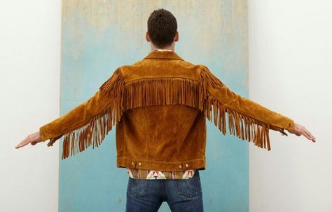 Classic Fringe jacket Fringe Jacket Outfit Men, Mens Fringe Jacket, Cowboy Outfit Men, Fringe Jacket Outfit, Vintage Fringe Jacket, Mens Leather Shirt, Tassel Jacket, Cowboy Jacket, Fringe Fashion