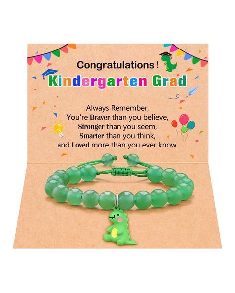 PRICES MAY VARY. 【Kindergarten Graduation Gifts】- Best kindergarten gifts for your boys, tell him:"Always remember you are braver than you believe, stronger than you seem, smarter than you think, and loved more than you know." Perfect for inspiring young graduates as they start new adventures. 【Happy Graduation】- Dinosaurs symbolize courage, strength, and kindness, and also represent your wishes for his healthy growth. Give this bracelet as a graduation gift to your son, grandson, nephew, or stu Pre K Graduation Gifts, Kindergarten Graduation Gifts, Dinosaur Bracelet, Kindergarten Graduation Gift, Graduation Gifts For Boys, Graduation Bracelet, Pre K Graduation, Kindergarten Gifts, Kids Graduation