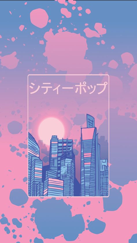 #citypop #aesthetic #pink #purple #blue #japanese #japan #city City Pop Aesthetic, Japanese City Pop, Japan 80's Aesthetic, 80s Aesthetic Wallpaper, 80s Poster, Japanese City, Pop Aesthetic, City Pop, Pop Illustration