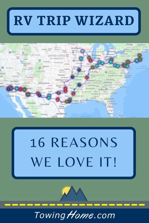 Why did we switch to planning all of our RV road trips with RV Trip Wizard after 10 years of using Google maps? Check out our top 16 reasons! Motorhome Road Trip, Rv Travel Routes Maps, Road Trip Routes United States, Rv Trips Planning U.s. States, Rv Road Trip Routes, Camper Organization Rv Living, Rv Essentials, Rv Camping Trips, Rent Rv