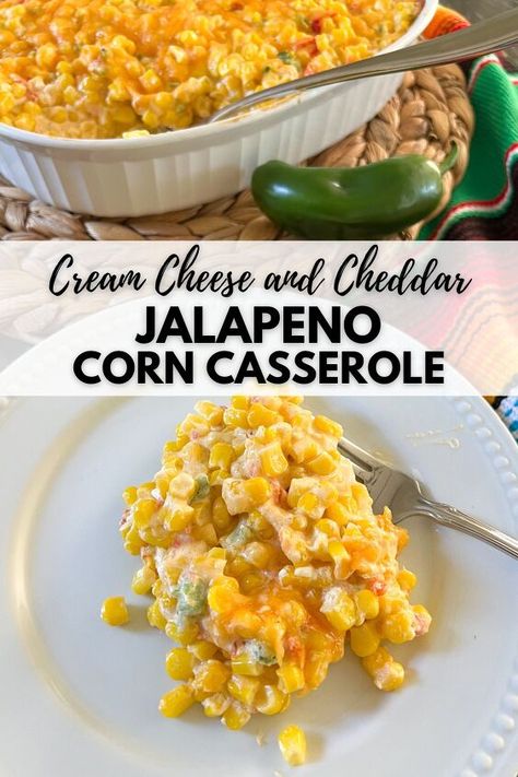 Creamy Jalapeno Corn, Easy Vegetable Side Dish, Cheese Corn Casserole, Jalapeño Corn, Creamy Corn Casserole, Taco Side Dishes, Cream Corn Casserole, Cream Cheese Corn, Slow Cooker Casserole