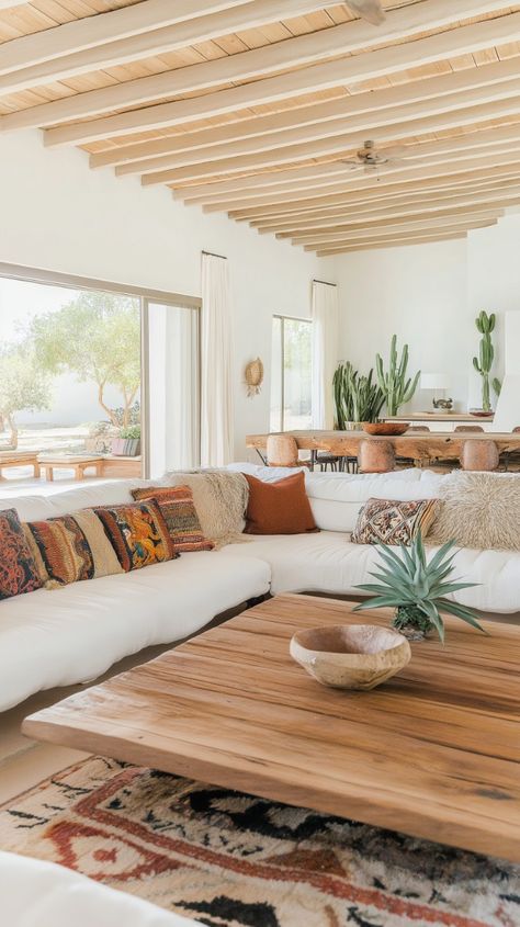 New Mexico Style Living Room, Modern Mexican Room Decor, Rustic Mexican Home Decor Living Room, Desert Vibes Living Room, Modern Desert Aesthetic, Mexican Modern House Interiors, Spanish Style Decor Living Room, Spanish Inspired Living Room, Mexican Modern Home Decor