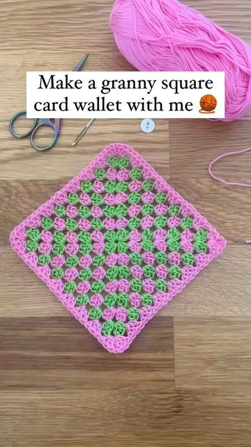 Granny Square Wallet, Crochet Card Pouch, Pouch Tutorial, Card Pouch, Square Card, Crochet Granny, Wrist Strap, Granny Square, Card Wallet