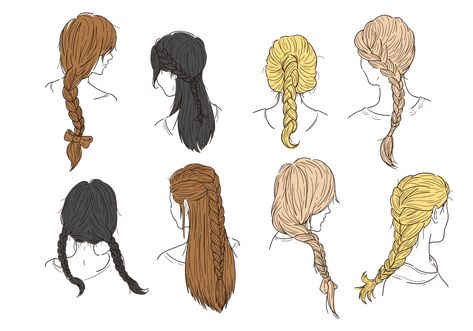 FREE DOWNLOAD - Free vector downloads - Hair Plaits and Braids Vectors Braids Cartoon, Hair Plaits, Hair Clips For Braids, Hair Vector, Download Hair, Cartoon Hair, Plaits Hairstyles, Girly Design, Hair Braid