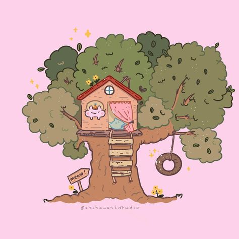 Last entry for me and I reached the end of this drawing challenge #blossominapril24 Thank you! I had a lot of fun participating! @daiandqin @jackthecupcake @lenasscribbles @melissazumbrink @moonie.coco @nimoontales @cafewhimsy @prismiya #cat #treehouse #spring #kawaii #cute #kawaiiartstyle #cutecat Cute Library Drawing, Tree House Drawing Simple, Cat House Drawing, Cute Garden Drawing, Treehouse Drawing, Forest Drawings, Treehouse Art, Library Drawing, Chibi Bunny