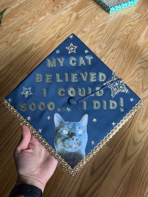 Rex Orange County Graduation Cap, Celestial Graduation Cap, Graduation Cap Designs Cat, Art School Graduation Cap, Graduation Cap Designs Veterinarian, Animal Science Graduation Cap, Art Major Graduation Cap, Cat Grad Cap, Graduation Cap Inspiration