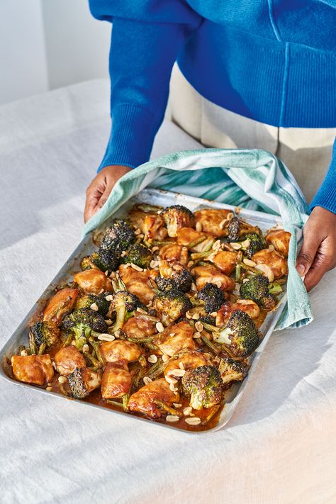 Nadiya Hussain’s Peanut Chicken Traybake Healthy Traybake Recipes, Traybake Recipes Dinner, Nadiya Hussain Recipes, Cook Once Eat Twice, Chicken Traybake, Nadiya Hussain, Stew And Dumplings, Curry Pasta, Salad Cake