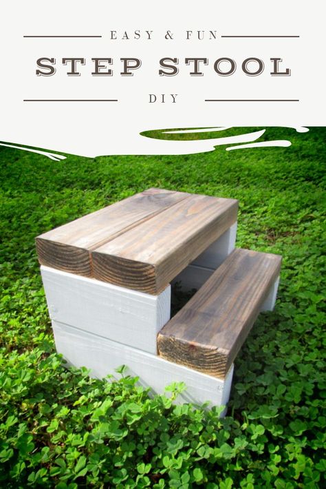 Super easy DIY step stool. Made from one 2 x 4! Get the instructions here. Step Stool Diy, Stool Diy, Countertops Wood, Countertops Concrete, Diy Stool, Concrete Kitchen, Diy Concrete, Scrap Wood Projects, Diy Holz