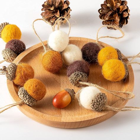 Amazon.com: Felt Acorn Ornaments, 18 Pieces Felt Acorn Garland for Christmas Tree with 32.8 ft Rope, Farmhouse Acorn Christmas Fall Room Nursery Woodland Party Decor (Orange Light Coffee Dark Brown White) : Home & Kitchen Mantel Wall Decor, Woodland Party Decor, Acorn Decor, Felt Acorn, Woodland Party Decorations, Acorn Garland, Farmhouse Mantel, Acorn Decorations, Felted Acorns