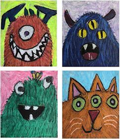 Halloween Art Lessons, Monster Quilt, Surprise Ideas, Monster Crafts, Colors And Emotions, Scratch Art, Easy Drawings For Kids, Elementary Art Projects, Theme Halloween