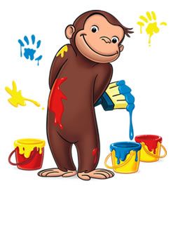 Curious George loves painting! Curious George Characters, Curious George Coloring Pages, Curious George Birthday Party, Curious George Party, Curious George Birthday, Cartoon Monkey, Disneyland Pictures, Birthday Clipart, Curious George