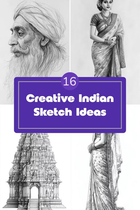 Looking for amazing Indian sketching ideas? Check out our collection of 16 unique concepts that celebrate traditional motifs! From vibrant mandalas to intricate temple designs, these suggestions will inspire you to grab your pencils and start creating. Suitable for all skill levels, each idea is a beautiful way to capture the essence of Indian culture on a white canvas. Explore different techniques and styles to transform simple drawings into stunning works of art. Enjoy the creative journey and enhance your artistic skills with these fascinating sketch ideas! Gopuram Drawing, Indian Drawing Pencil, Temple Drawing Indian, Pencil Drawing Inspiration Creativity Sketch, Krishna Sketching, Temple Drawing Indian Simple, Temple Gopuram, Pencil Drawing Inspiration, Indian Drawing