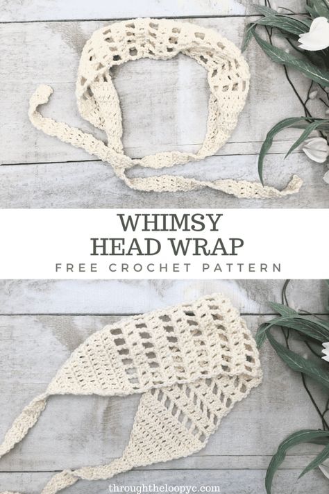 Whimsy Head Wrap - Free Pattern - Through The Loop Yarn Craft Hippie Accessories Crochet, Crochet Headwrap Pattern, What To Make With Wool Yarn, Crochet Handkerchief Headband, Crochet Flower Crown Headband, Crocheted Head Scarf Pattern, Easy Single Crochet Projects For Beginners Free Pattern, 4 Yarn Crochet Patterns, Crochet Flowers Headband