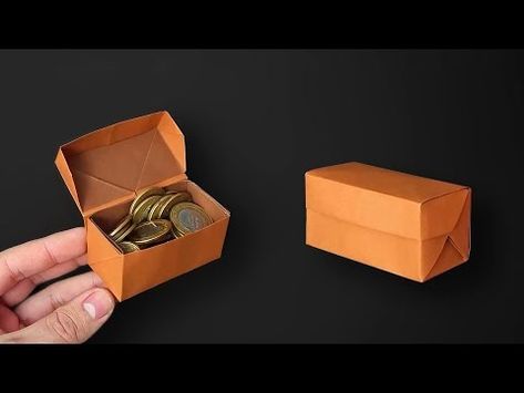 Origami Treasure Chest | Paper Piggy Bank | Box with Lid - How to Fold - YouTube Paper Piggy Bank, Origami Box With Lid, Origami Box, How To Fold, Small Objects, Treasure Boxes, Box With Lid, Treasure Chest, Crafty Things