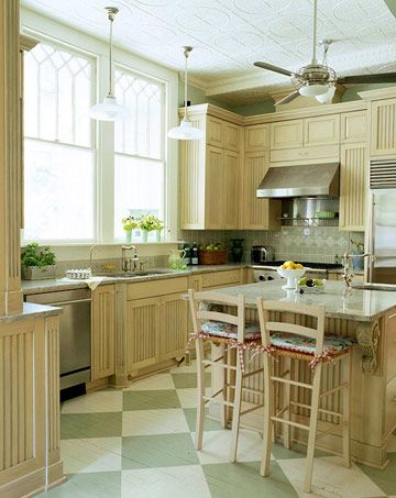 Painted Wood Floor Kitchen, Painted Floors Kitchen, Painted Floor Kitchen, Green Checkered Floor Kitchen, Checkered Wood Floor, Painted Kitchen Floors Wood, Check Floor Kitchen, Diamond Kitchen Floor, Painted Wood Floors Kitchen