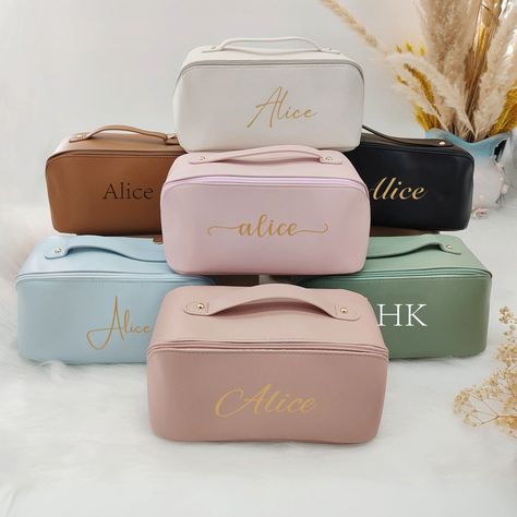 Personalised Makeup Bag Wedding Gift for Bridesmaid Portable PU Pouch Cosmetic bag Waterproof Bridesmaid Makeup Bag Gift, Custom Makeup Bags, Personalized Cosmetic Bags, Custom Makeup, Personalized Makeup Bags, Gift Makeup, Travel Makeup Bag, Wedding Gifts For Bridesmaids, Makeup Bags Travel