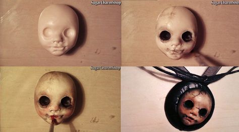 Get your creep on with a scary doll pendant. | 19 Awesome Craft Projects You Can Make With Polymer Clay Scary Doll, Doll Pendant, Scary Dolls, Sculpting Clay, Polymer Clay Charms, Polymer Clay Projects, Polymer Clay Tutorial, Polymer Clay Creations, Clay Tutorials