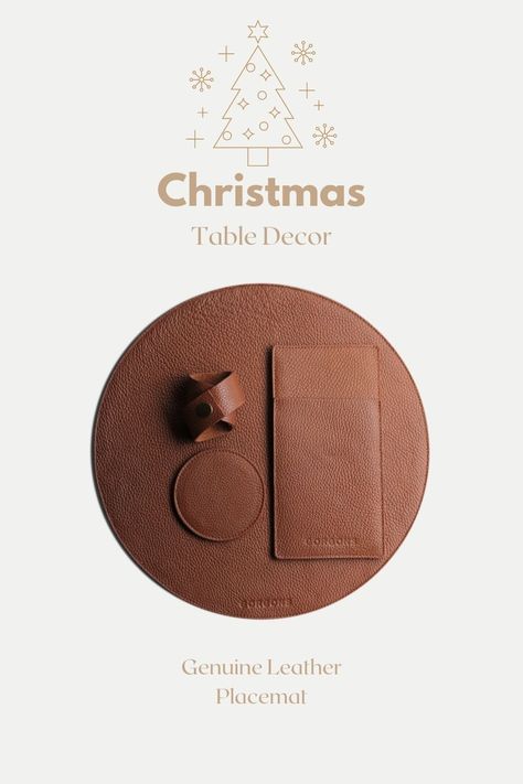 Handcrafted by skilled craftsmen, this placemat set is complemented by a stylish cutlery holder, coaster and a napkin ring. While protecting your furniture from damage and stains, these genuine leather felt-backed servings enrich your table setting with a great design and stylish look. #placemat #tablesettings #tabledecore #christmastable #homedecore #leatherplacemat Table Decor Christmas, Cutlery Holder, Online Interior Design, Napkin Ring, Dec 7, Christmas Table Decorations, Placemat Sets, Decor Christmas, Christmas Table