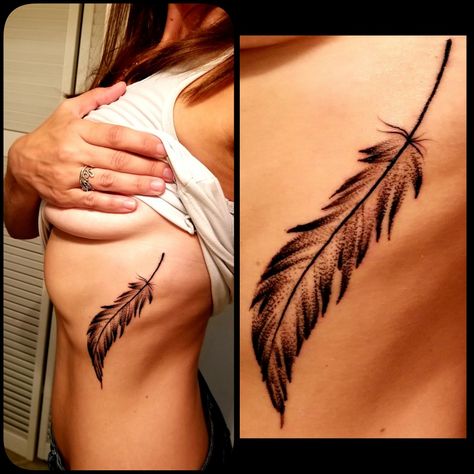 Feather tattoo 🍂 Tattoo by Mike Boyd Side Feather Tattoos Women, Feather Arch, Arch Tattoo, Bird Tattoos For Women, Bird Tattoos, Tattoos Women, Feather Tattoo, Feather Art, Feather Tattoos