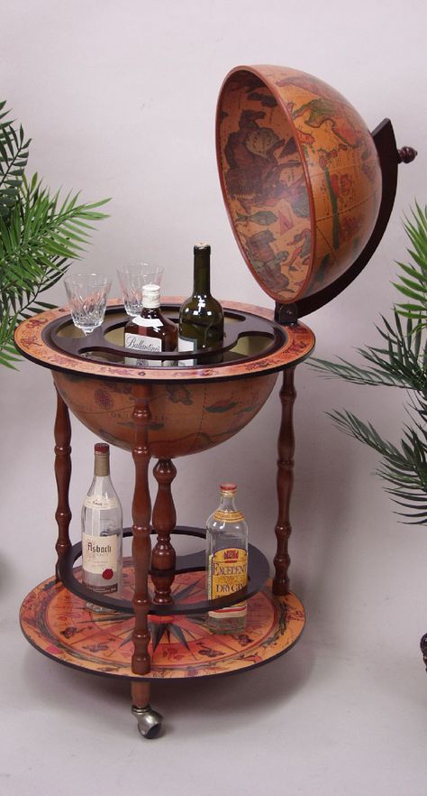 Mini Bar Ideas Small Spaces, Globe Bar Cart, Globe Furniture, Mini Bar At Home, Globe Bar, Rococo Furniture, Home Bar Cabinet, Art Deco Bar, Vintage Bar Carts