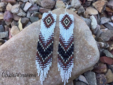 Black Hoops Earrings, Seed Bead Patterns, Long Fringe, Long Fringes, Beaded Jewelry Patterns, Delica Beads, Beaded Hoop Earrings, Beaded Hoops, Bead Patterns