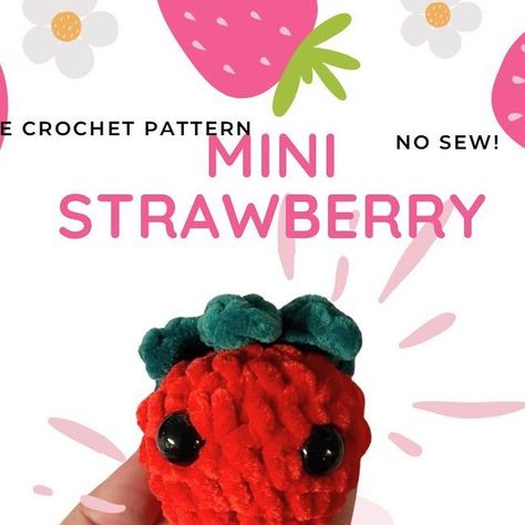 Crochet Mini Strawberry Bag, Crochet Strawberry Amigurumi Free Pattern, Mini Strawberry Crochet Pattern, Crochet Fruit Amigurumi, Crochet Strawberry Things, Crochet Strawberry Amigurumi, Free Strawberry Crochet Pattern, Strawberry Amigurumi Free Pattern, Crochet Mini Plushies Free Pattern