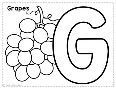 Alphabet Coloring Pages - Preschool Mom Letter G Preschool, G Coloring Pages, Free Preschool Printables Alphabet, Free Alphabet Coloring Pages, Letter Recognition Preschool, Teaching Letter Recognition, Letter A Coloring Pages, Notebook Decoration, Alphabet Animals