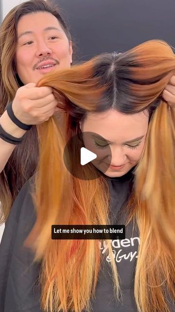 Guy Tang® on Instagram: "You can create this copper color by using the NEW Midnight Flame 7 in @guytang_mydentity 
Here is formula and steps on her natural level 5 hair.
Highlight the hair using #GuyTang #Magnum 8 with #LiftMeUp Bright blonde added in. Of course with @olaplex no1 #olaplex and MyHero Collagen powder.
Base the hair using Midnight Flame 7 with 20vol around the foils.
After processing on damp hair at the shampoo bowl apply @guytang_mydentity Vibrant Pastel Cosmic Coral over the blonde highlights to give the blonde a soft coral tone to compliment the beautiful rich #copper base color.
🤍Shampoo and conditioned with #GuyTang #MyHero Nourishing System." Ginger Vs Copper Hair Color, Level 7 Hair Color Formulas, From Copper To Blonde Hair, Copper Honey Hair, Cooper With Blonde Money Piece, Strawberry Blonde Hair Toner, Copper Balayage Formula, Level 5 Hair With Highlights, Level 7 With Highlights