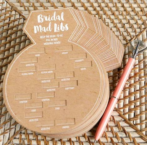 Bridal Shower Game Cards Ring Shaped Mad Libs Wedding Vows | Etsy Small Bridal Shower Ideas Decor, Bridal Party Games, Fun Bridal Shower Games, Bridal Shower Activities, Bridal Games, Mad Libs, Unique Bridal Shower, Wedding Shower Games, Bachelorette Party Games