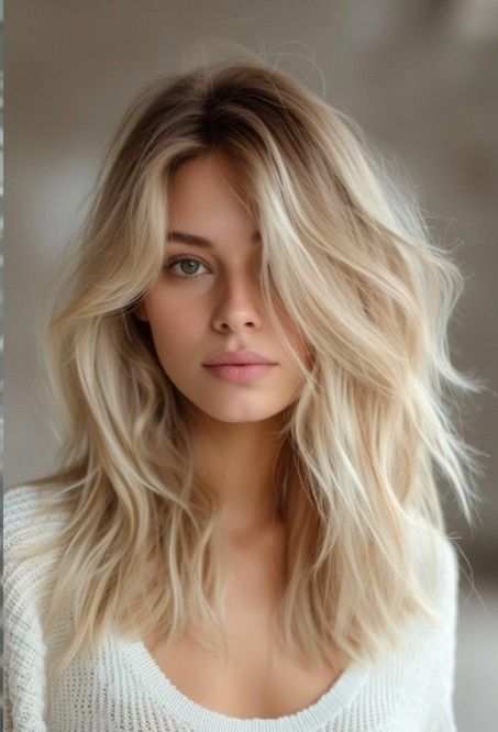 Long Beige Blonde Hair, Blonde Hair With Smudged Roots, Youthful Hairstyles Look Younger, Low Lights On Dirty Blond, No Styling Haircut, Layered Blonde Hair Medium, Best Blonde For Pale Skin, Classic Hairstyles Women, Scandi Blonde Hair