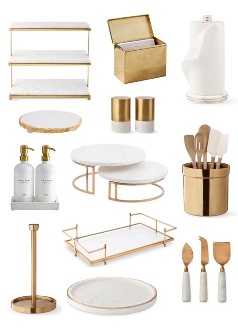 Shop Williams Sonoma White and Gold … and other curated products on LTK, the easiest way to shop everything from your favorite creators. Brass Kitchen Accessories, Gold Kitchen Accessories, Classy Kitchen, Countertop Decor, Kitchen Island Decor, White Kitchen Decor, Coffee Bar Home, Gold Home Decor, Kitchen Accessories Decor