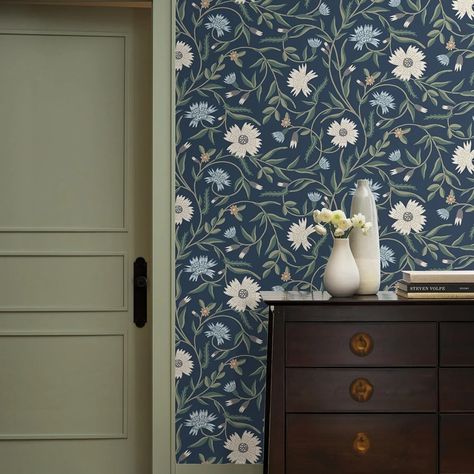 Aster from Rifle Paper Co comes in so many fun sunny colors. It's also a little more flowy and dare we say modern for the brand?! #walldecor #riflepaperco #riflepapercowallpaper #metallicwallpaper #wallpapers #floralwallpaper Pale Terracotta, Farrow & Ball Wallpaper, Thibaut Wallpaper, Exterior Stain, Farrow And Ball Paint, Navy Wallpaper, Porcelain Wall Tile, Luxury Vinyl Plank Flooring, Waterproof Flooring