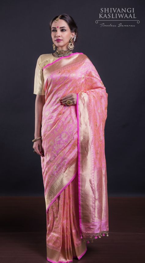 Pink Banarasi Saree, Desi Bride, Eternal Beauty, Banarasi Silk Saree, Indian Bridal Wear, Indian Textiles, Banarasi Saree, Indian Weddings, Banarasi Sarees