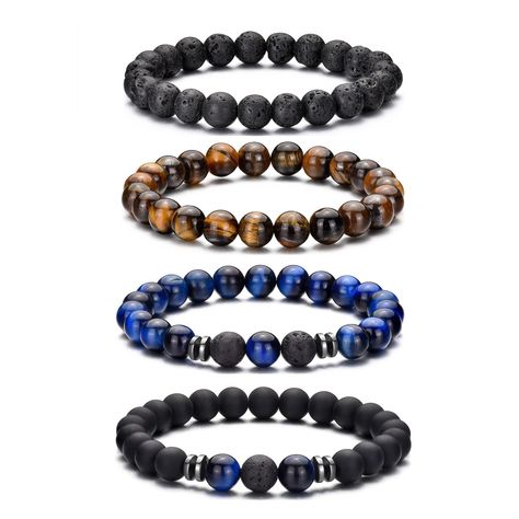 PRICES MAY VARY. 4Pcs Set Bracelet: This bead bracelet set is composed of 4 different bracelets, including tiger eye bracelet men, blue bracelets for women, black obsidian bracelet, lava rock bracelets for men and other beaded bracelets.Each bead is 8mm in size, small and delicate. At the same time beaded bracelets are a classic women's/men's jewelry that can be worn with any outfit. Lava Stone Bracelet: The bead bracelets for women can let you feel the pressure of work, you can use our tigers e Rock Bracelets, Blue Tiger Eye Bracelet, Black Obsidian Bracelet, Bracelets Men, Bracelets Beads, Lava Rock Bracelet, Mens Bracelets, Obsidian Bracelet, Lava Stone Bracelet