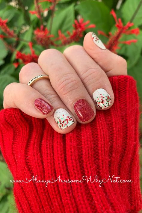 Color Street Christmas, Nail Color Combos, Mixed Mani, Christmas Manicure, Christmas Mix, Thanks For Coming, Under The Mistletoe, Street Nails, Nail Bar