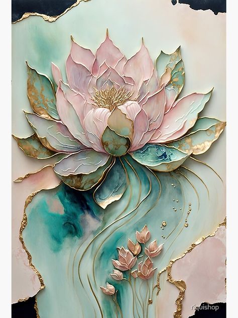 Lotus Flower Wall Painting, 3 D Painting Ideas, Texture Art For Kids, Textured Painting Ideas, Home Art Ideas, Lotus Decor, Lotus Flower Wall Art, Lotus Artwork, Bild Gold