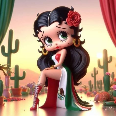 Mexican Artwork, Betty Boop Classic, Mexican Culture Art, Sassy Wallpaper, Cartoon Character Tattoos, Mexican Party Theme, Betty Boop Cartoon, Betty Boop Art, Big Eyes Art