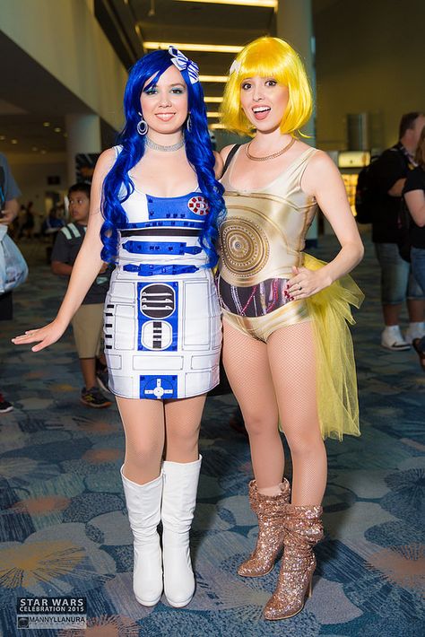 R2D2 and C3PO at Star Wars Celebration 2015 #Cosplay C3po Costume, Comic Party, Womens Cosplay, Geeky Girls, Star Wars Celebration, Star Wars Costumes, Star Wars Women, Nerdy Girl, Star Wars Party