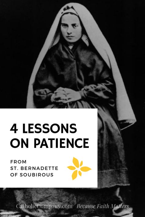 4 Surprising Lessons On Patience From Saint Bernadette | The Catholic Company® Santa Bernadette, St Bernadette Soubirous, St Bernadette Of Lourdes, Bernadette Soubirous, Lady In White, Saint Bernadette, Blue Sash, Gust Of Wind, Lourdes France